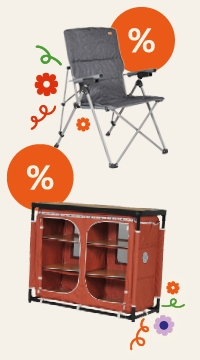 Espectáculo de muebles con silla y armario de camping