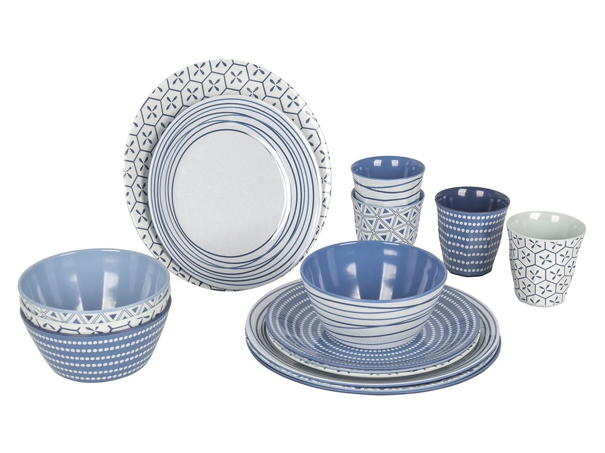 Bo-Camp mix & match set de vajilla azul de 16 piezas