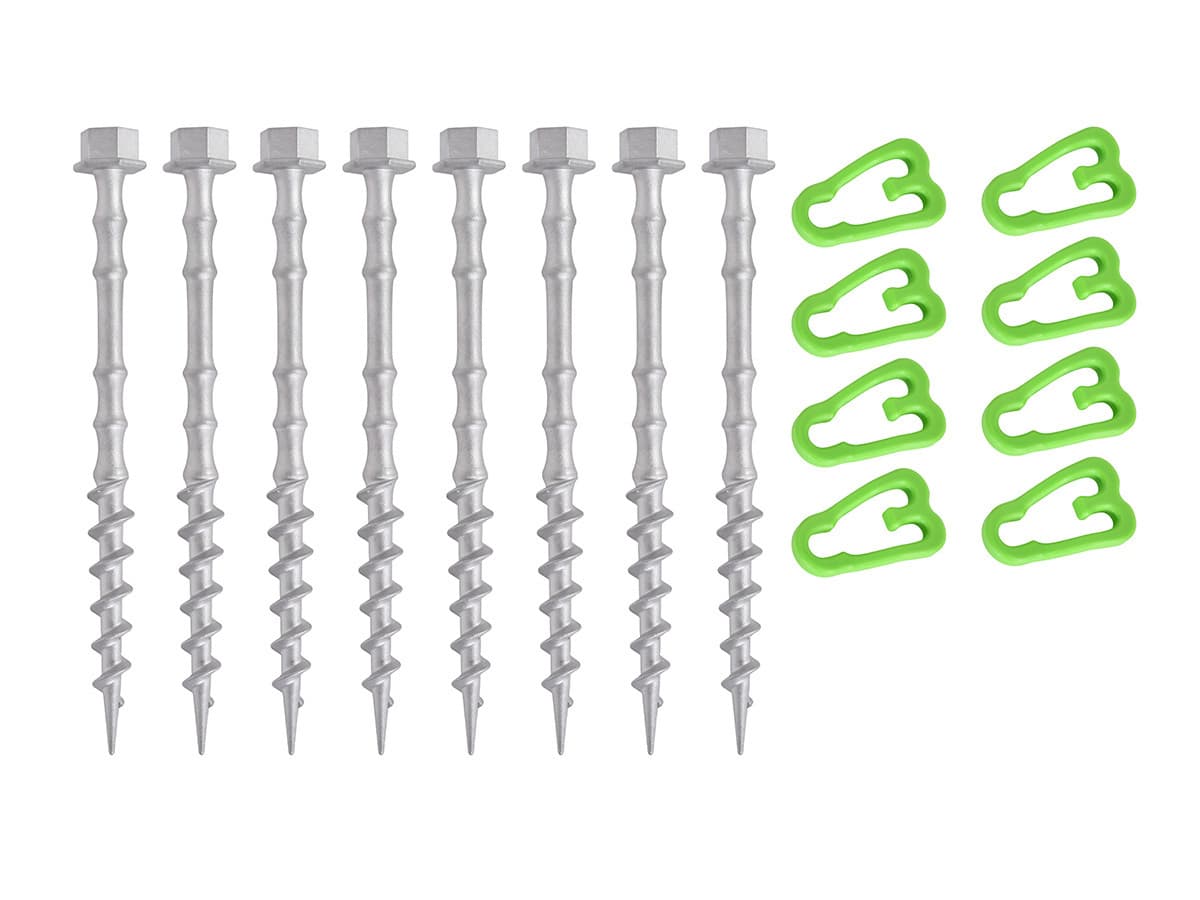 Obelink Alphagrip alu schroefharingen met haringclips 20 cm - set van 8