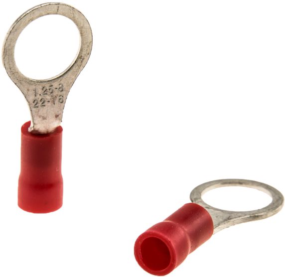 Set de 10 terminales de anillo rojas - 8,4 MM