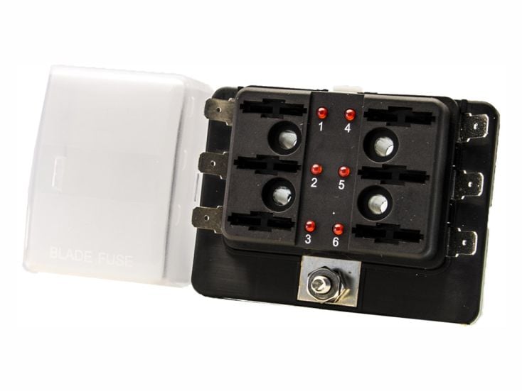 Caja de distribución de fusibles LED de 6 vías