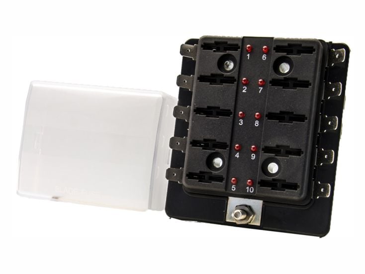Caja de distribución de fusibles LED de 10 vías