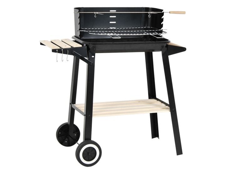 Barbacoa de carbón móvil rectangular