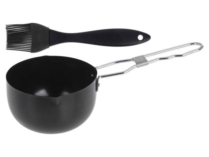 Salsera de acero inoxidable con pincel para barbacoa