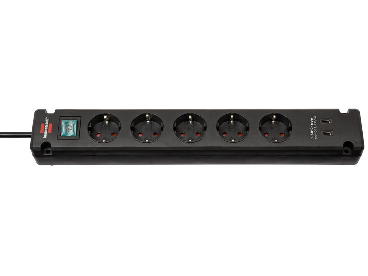 Regleta Brennenstuhl Bremounta con 2 tomas de carga USB-C - Negro