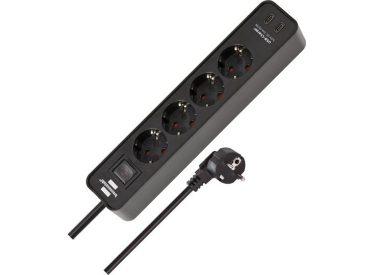 Regleta Brennenstuhl Bremounta con 2 puertos USB-C - Black