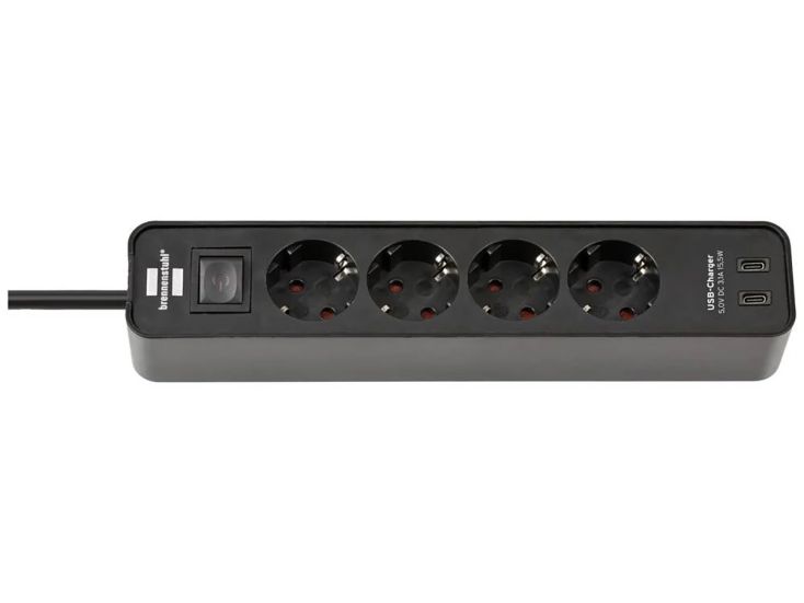 Regleta Brennenstuhl Bremounta con 2 puertos USB-C - Black