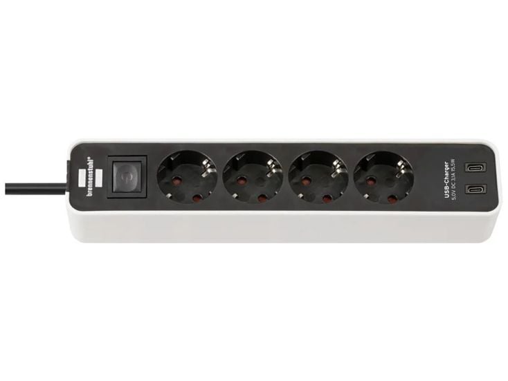 Regleta Brennenstuhl Bremounta con 2 puertos USB-C - Blanco