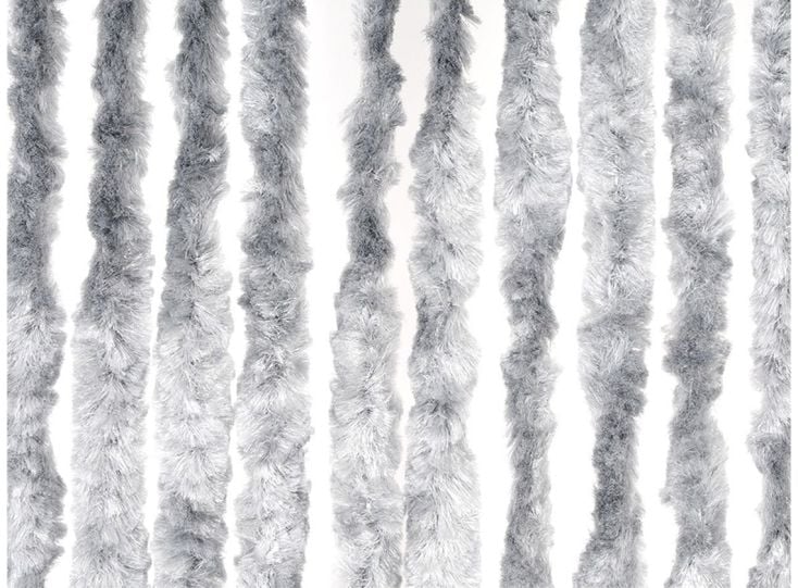 Cortina de chenilla blanco/gris de 200 x 100 cm