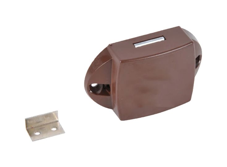 Cerradura de botón con placa - marrón