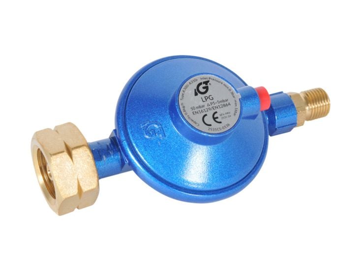 Regulador presión Obelink 50 mbar 1/4" izquierdo con válvula sobrepresión