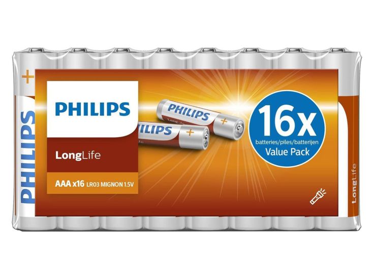 Philips LongLife pilas AAA - 16 piezas