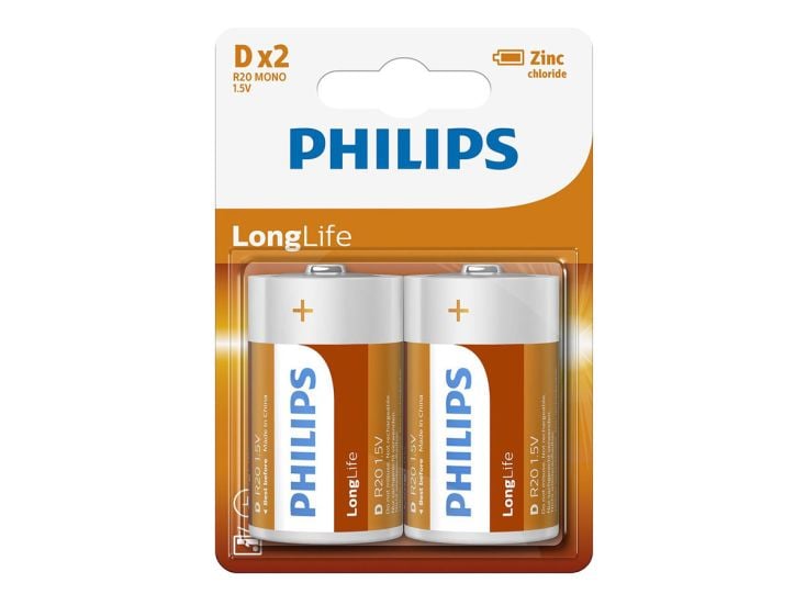 Philips LongLife D pilas - 2 piezas