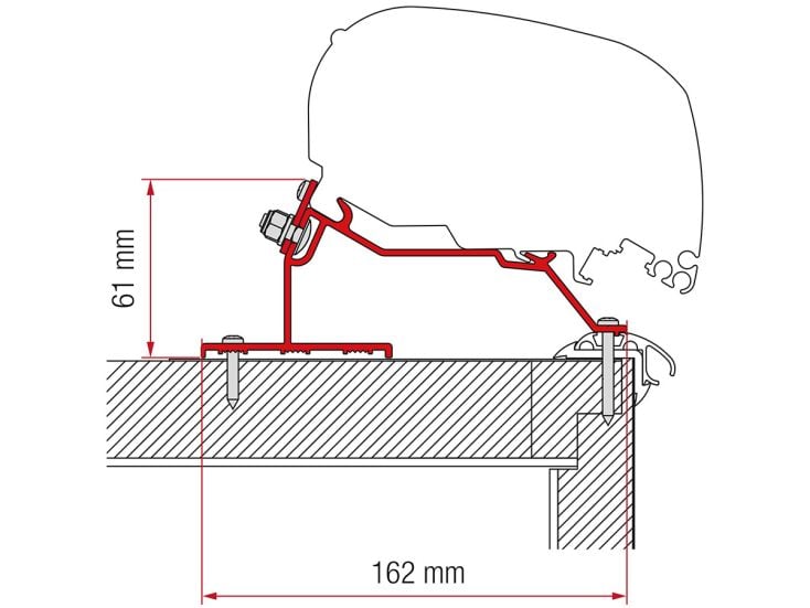 Fiamma F80/F65 adaptador Caravan Roof 100 cm