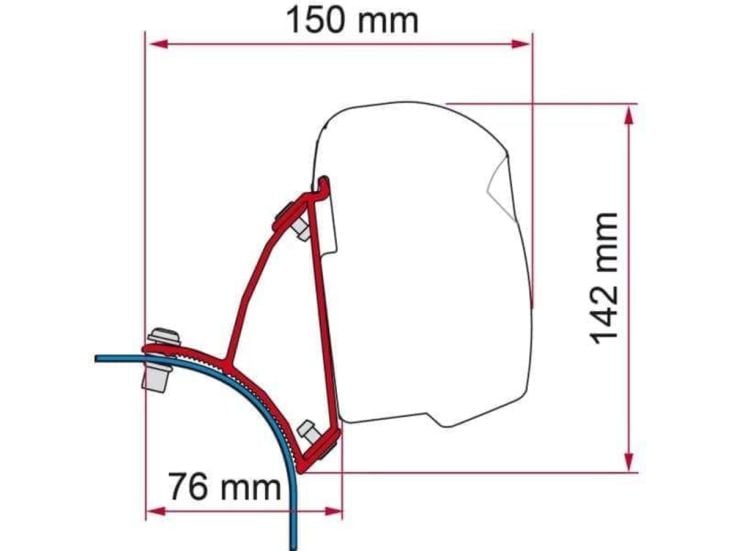 Fiamma F43/F45 adaptador VW T5/T6 Transporter Multivan Lift Roof - Black