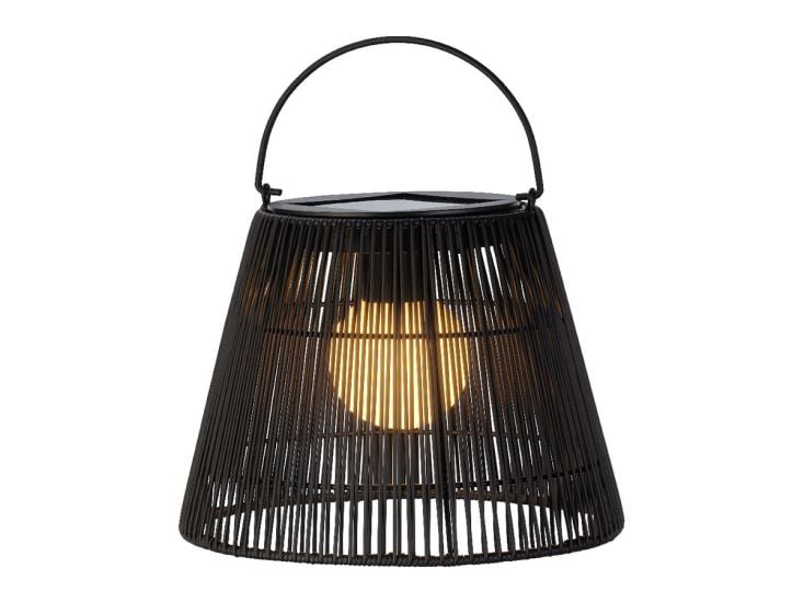 Lumineo Black lámpara solar de mesa de mimbre