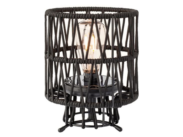 Lumineo Black lámpara solar de mesa de mimbre