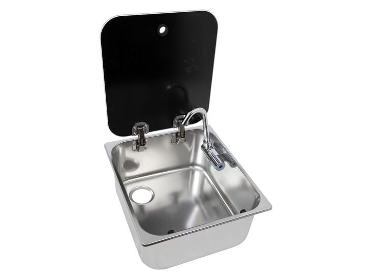 Navy Load fregadero de 35 x 32 con tapa de vidrio